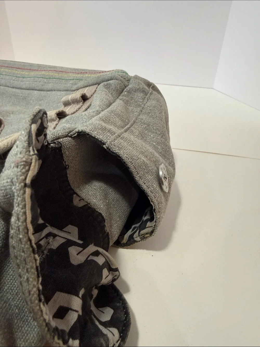 Gray Canvas Messenger Bag with Beige Trim - Everyday Commuter Satchel